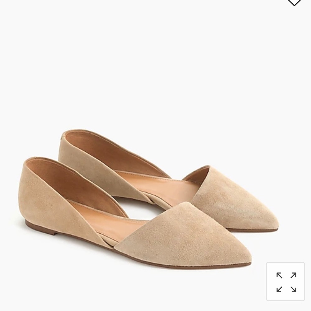 J. Crew Beige Suede Pointed-Toe Flats
